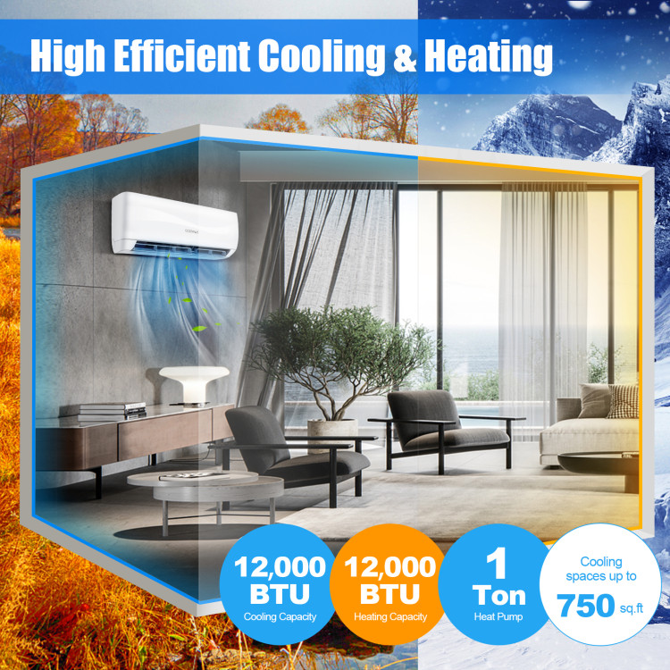 12000BTU 208-230V Ductless Mini Split Air Conditioner and Heater - Gallery View 1 of 8