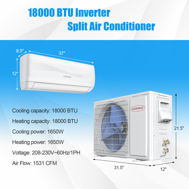 18000 BTU 19 SEER2 208-230V Ductless Mini Split Air Conditioner and Heater - Gallery View 4 of 10