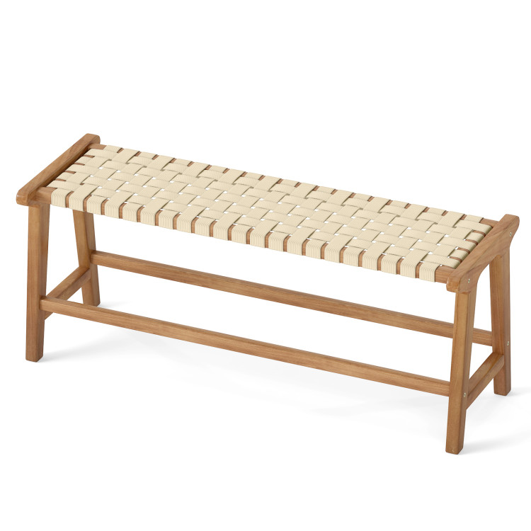 47 Inch Long Patio Bench Teak Wood Dining Bench for Backyard - Gallery View 4 of 10