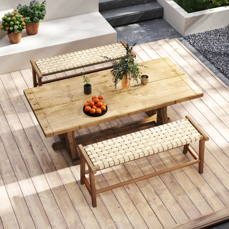 47 Inch Long Patio Bench Teak Wood Dining Bench for Backyard - Gallery View 6 of 10
