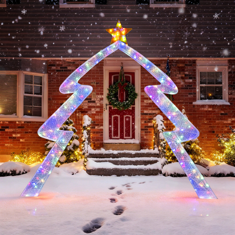 8.8 FT Christmas Tree-shaped Archway, Xmas Archway with Top Star test - Gallery View 2 of 16