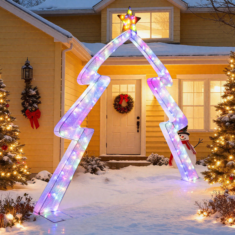 8.8 FT Christmas Tree-shaped Archway, Xmas Archway with Top Star test - Gallery View 4 of 16