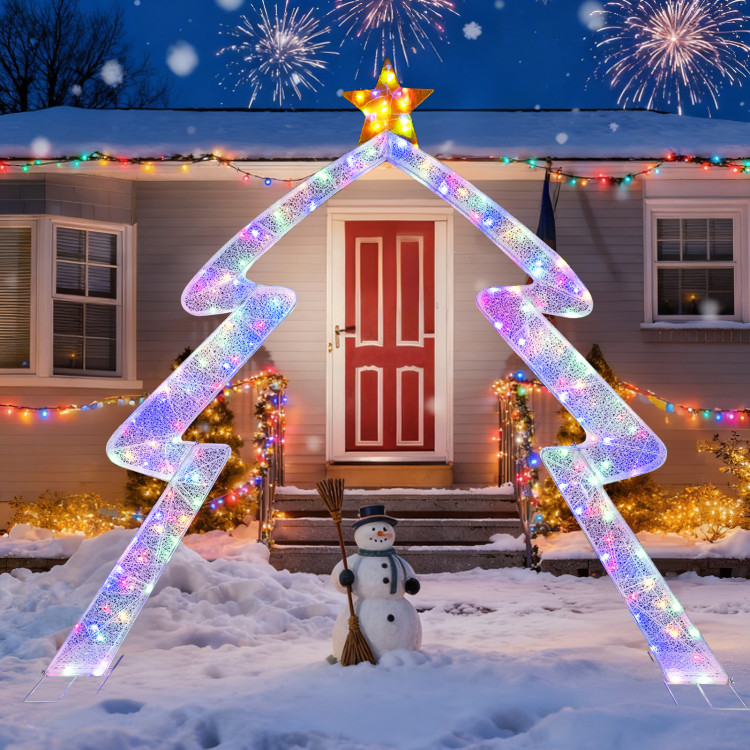 8.8 FT Christmas Tree-shaped Archway, Xmas Archway with Top Star test - Gallery View 6 of 16
