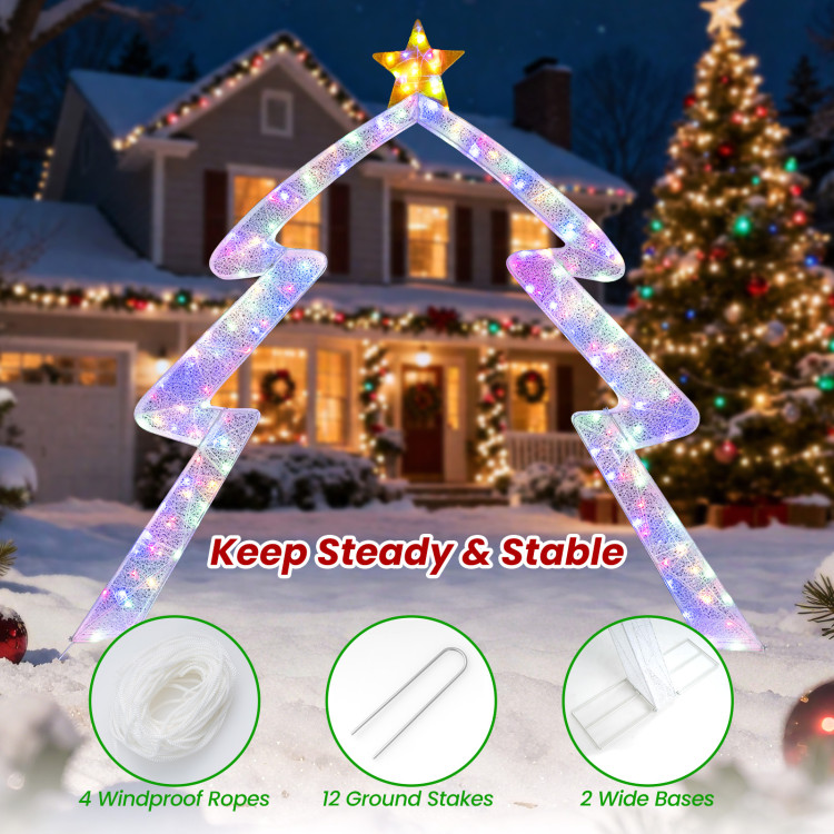 8.8 FT Christmas Tree-shaped Archway, Xmas Archway with Top Star test - Gallery View 9 of 16