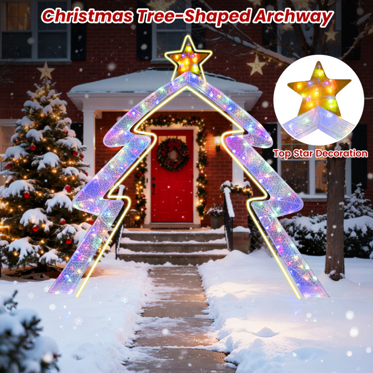 8.8 FT Christmas Tree-shaped Archway, Xmas Archway with Top Star test - Gallery View 10 of 16