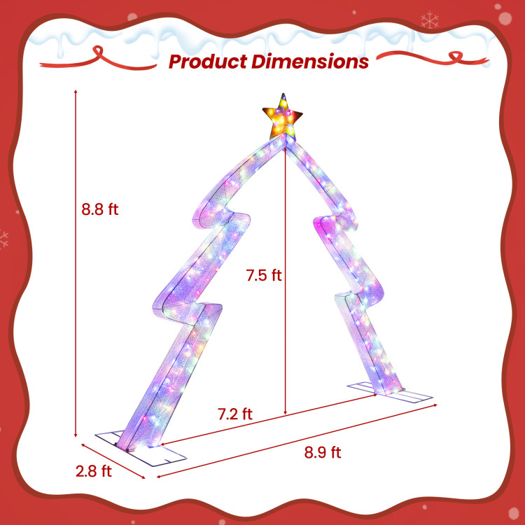 8.8 FT Christmas Tree-shaped Archway, Xmas Archway with Top Star test - Gallery View 3 of 16