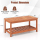 2-Tier Patio Coffee Table with Slatted Tabletop and Shelf - Gallery View 4 of 13