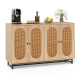 50" Buffet Cabinet Sideboard Cabinet with 4 Rattan Doors - Gallery View 2 of 4