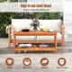 2-Tier Patio Coffee Table with Slatted Tabletop and Shelf - Gallery View 5 of 13