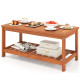 2-Tier Patio Coffee Table with Slatted Tabletop and Shelf212 - Gallery View 3 of 13